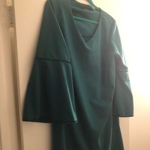 Sassy Green Dress with Bell Sleeves